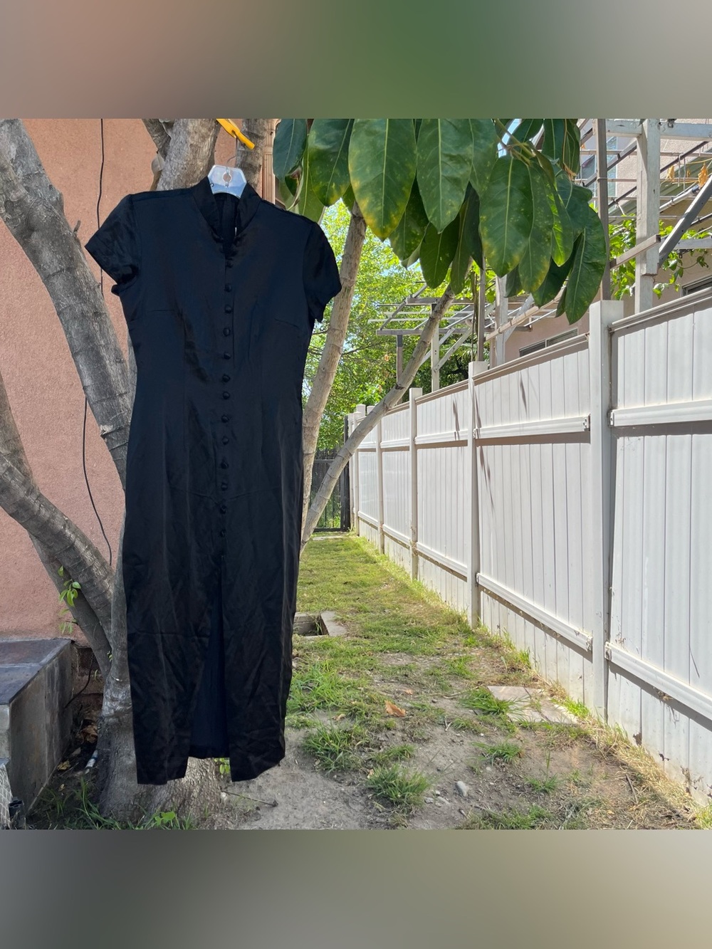 Vintage Miss Ashee Black Cheongsam Button Down Dress.